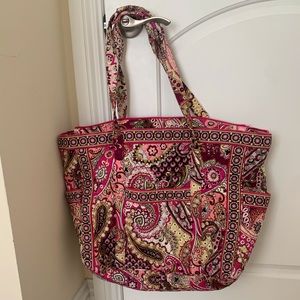Vera Bradley magenta large zip tote bag